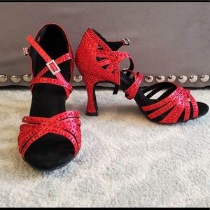 Fiery Red Latin Dance Shoes